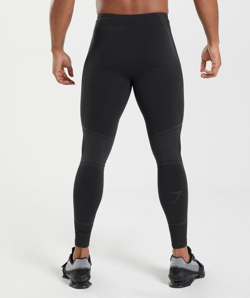 Men's Gymshark 315 Seamless Leggings Black | CA 3A87D0